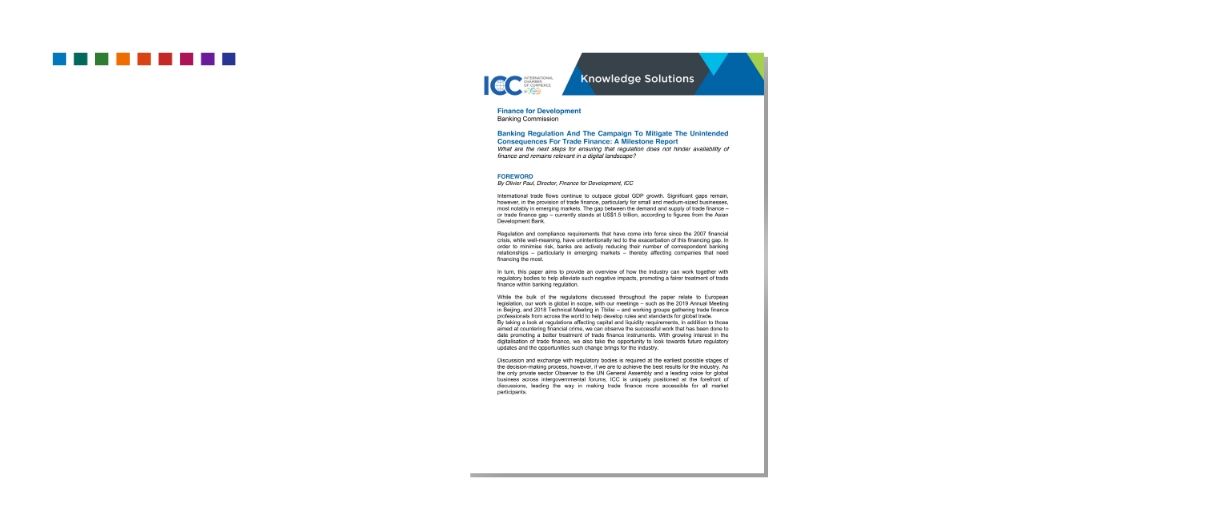ICC report reveals much work remains to be done to promote the fair regulatory treatment of trade finance