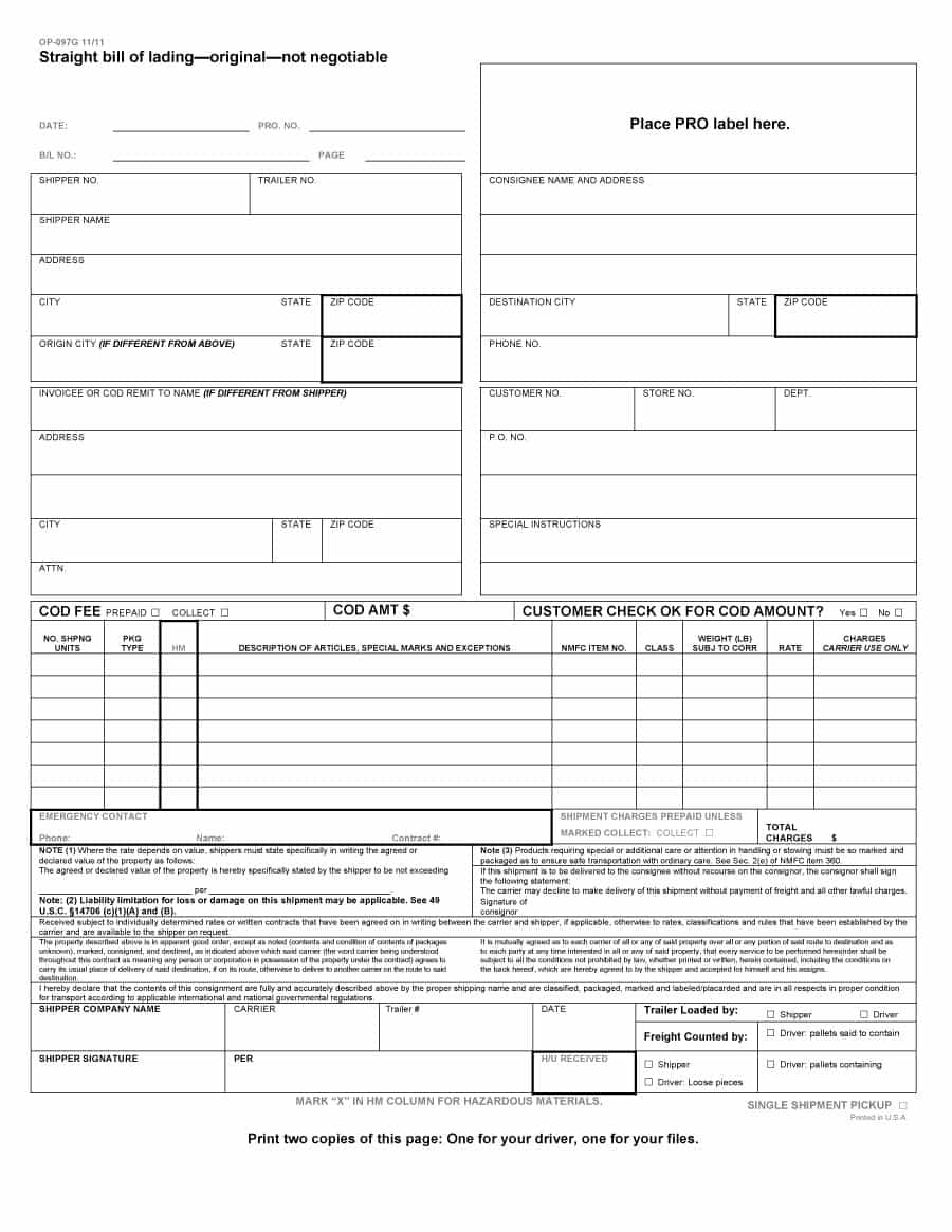 Bill Of Lading Bl Or Bol With Examples Tfg Free Bol And Document Guide