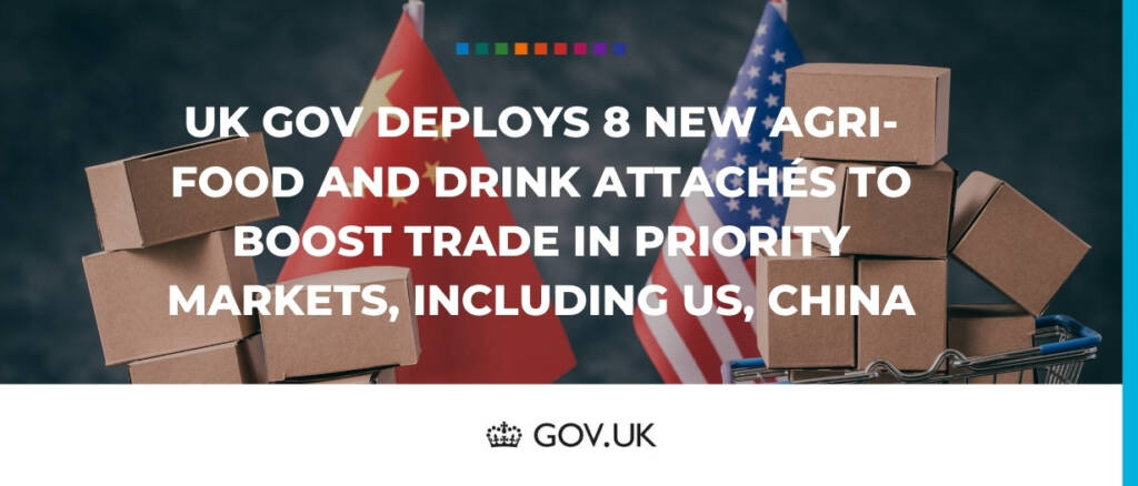 UK gov deploys 8 new agri-food and drink attachés to boost trade in priority markets, including US, China