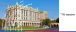 Daytime view of the grand architecture of the Four Seasons Hotel Baku and the surrounding park in Azerbaijan for the TFD Initiative Trade Finance Investor Day 2024.