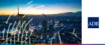 Dusk aerial view of the Milan city skyline featuring the Unicredit Tower for the 58th ADB Annual Meeting organized by the Asian Development Bank.