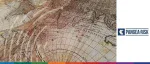 An antique nautical world map focused on the "Mar di India" (Indian Ocean), illustrating a Pangea-Risk feature on the evolution and future of trade innovation over the next 25 years.