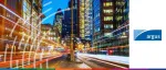 Nighttime street-level view of London