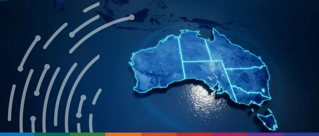 Conceptual digital graphic of Australia's map with glowing data nodes, symbolizing the 2026 drafting of national MLETR amendments to legalize electronic trade documents.