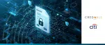 CredAble and Citi logo partnership graphic featuring a digital invoice with a padlock icon on a blue circuit board background, representing DPI-backed invoice validation.