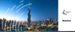 Panoramic view of the Burj Khalifa and Dubai skyline at dusk, promoting the Malakut Trade Forum hosted by the Commodity Trading Club.