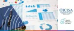 ICISA and Trade Finance Global (TFG) presentation of 2023 industry results, featuring detailed financial charts, line graphs, and pie charts analyzing global credit insurance and surety market performance.