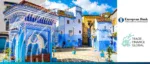 Scenic view of a Moroccan street in Chefchaouen, representing the EBRD and ICC collaboration to advance TradeTech and digital trade finance transformation in North Africa.