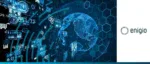 A digital graphic of a tablet and connected document icons, representing the partnership between Enigio and Mitigram to drive the digitalisation of global trade finance through legally compliant electronic documents.