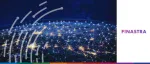 Finastra logo next to a view of Earth from space at night, showing glowing city lights connected by a vast digital web of networking lines.