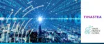 Futuristic city skyline at night with digital data streams and logos for Finastra and Trade Finance Global, representing the supply chain finance partnership with CredAble.