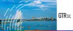 GTR logo next to a view of the Bandra-Worli Sea Link bridge in Mumbai with small boats in the water for the GTR India 2021 Virtual event.