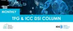 Graphic header featuring a digital world map and data analytics for the monthly TFG and ICC Digital Standards Initiative (DSI) column on trade digitalization.
