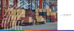 Container yard with stacked shipping containers and cranes at a port.