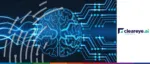 Digital visualization of a human brain formed by binary code connecting to a circuit board, featuring the Cleareye.ai logo to represent Large Language Models in trade finance.