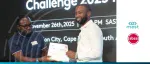 Black Swan founder receiving the MEST Africa Challenge 2025 winner