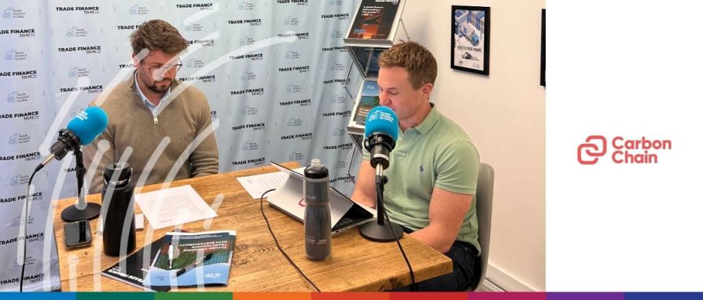 Charles Osborne of TFG and Adam Hearne, CEO of CarbonChain, recording a podcast on CBAM carbon reporting in 2026