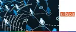 Sibos 2021 event banner featuring a stylized digital global networking and connectivity map.