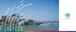 Large pile of plastic waste polluting a coastline next to the United Nations UNCTAD logo, highlighting global trade initiatives to combat plastic pollution and promote environmental sustainability.