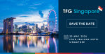 Trade Finance Global event in Singapore skyline with Ferris wheel, 2026.