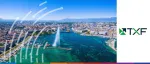 TXF Global Commodity Finance event banner featuring a panoramic view of the harbor and lake in Geneva, Switzerland.
