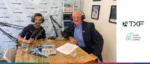 A professional podcast recording session between Trade Finance Global and TXF experts, discussing the latest trends and market intelligence in the trade and export finance industry.
