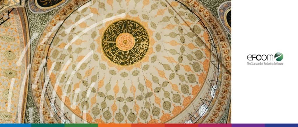 Intricate Islamic ceiling design showcasing traditional geometric patterns.