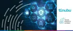 Tinubu and Trade Finance Global (TFG) 2025 event banner featuring digital cybersecurity and financial technology graphics.