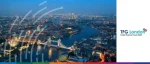 Aerial view of the London skyline at night featuring Tower Bridge and the River Thames, with TFG London Trade Finance Forum 2025 branding.