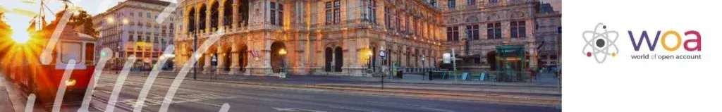 WOA Community Convention banner featuring historic architecture and a city tram in Vienna at sunset.