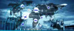 A digital world map overlaying a shipping port with icons for air, sea, and land freight, illustrating the WTO