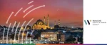 Panoramic night view of the Süleymaniye Mosque and Istanbul skyline under a crescent moon, promoting the World LNG Summit & Awards 2025 in Türkiye.